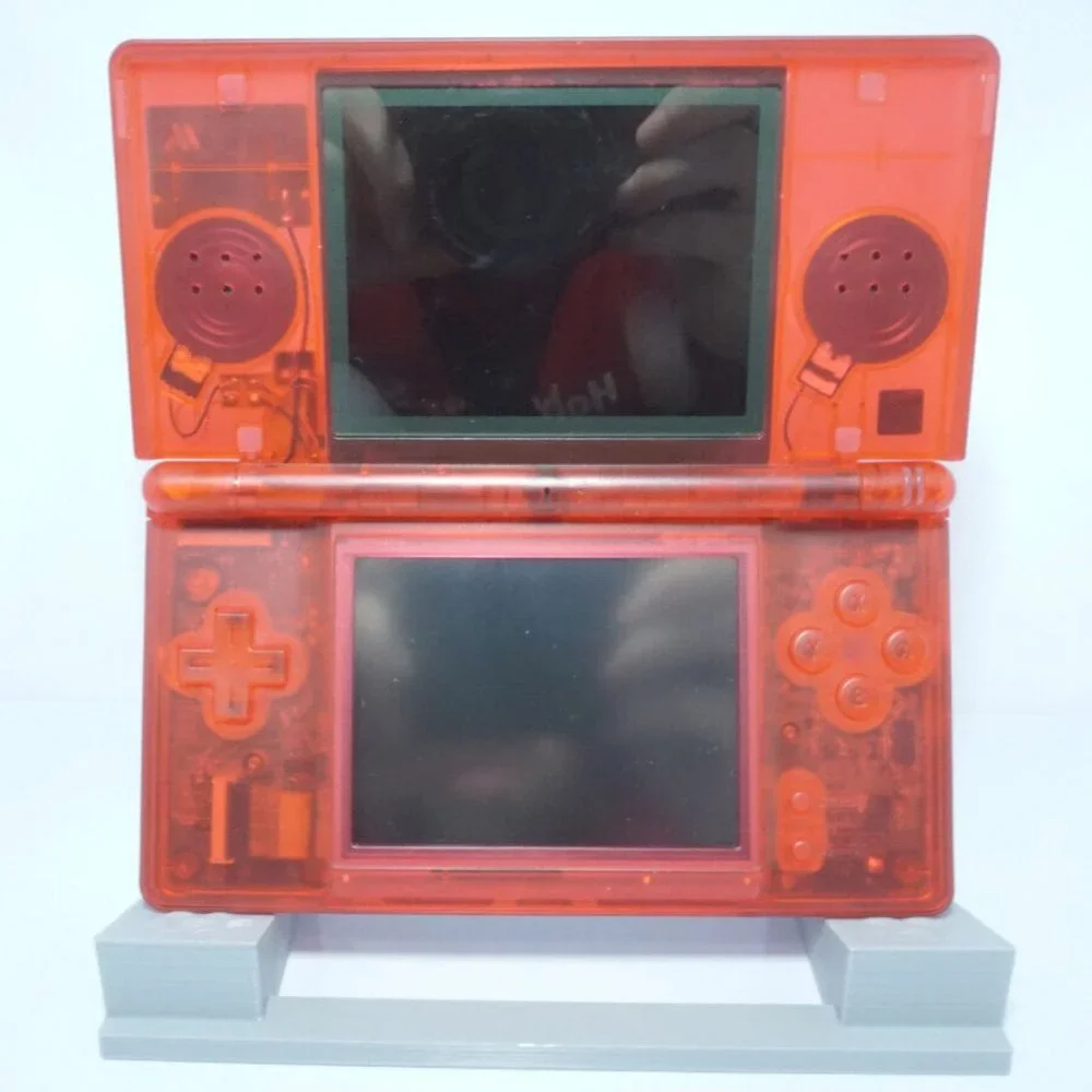 Nintendo DS Lite Transparent Clear Red Handheld System with Charger and Stylus